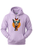 Light purple hoodie with a giraffe graphic on a white background