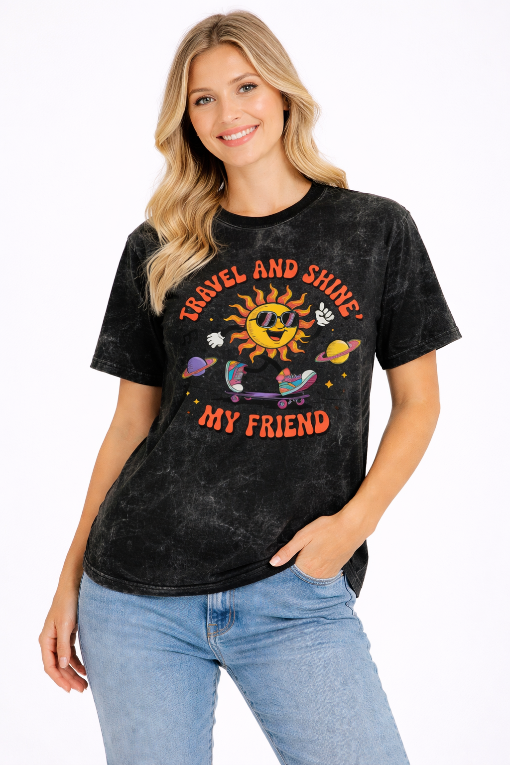 Travel & Shine - Acid Washed Tee